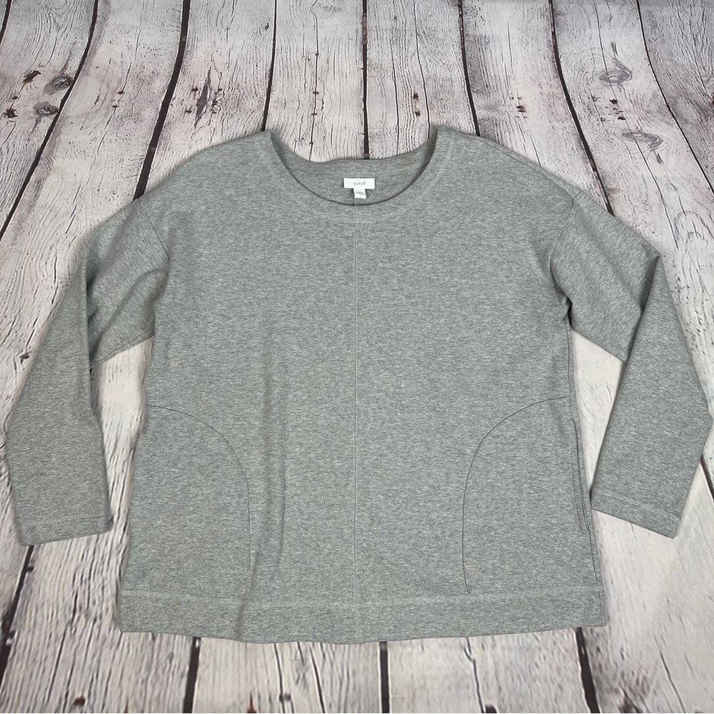 J. JILL Pure Jill very soft cotton gray long sleeve sweater tunic top, size L - Picture 6 of 11